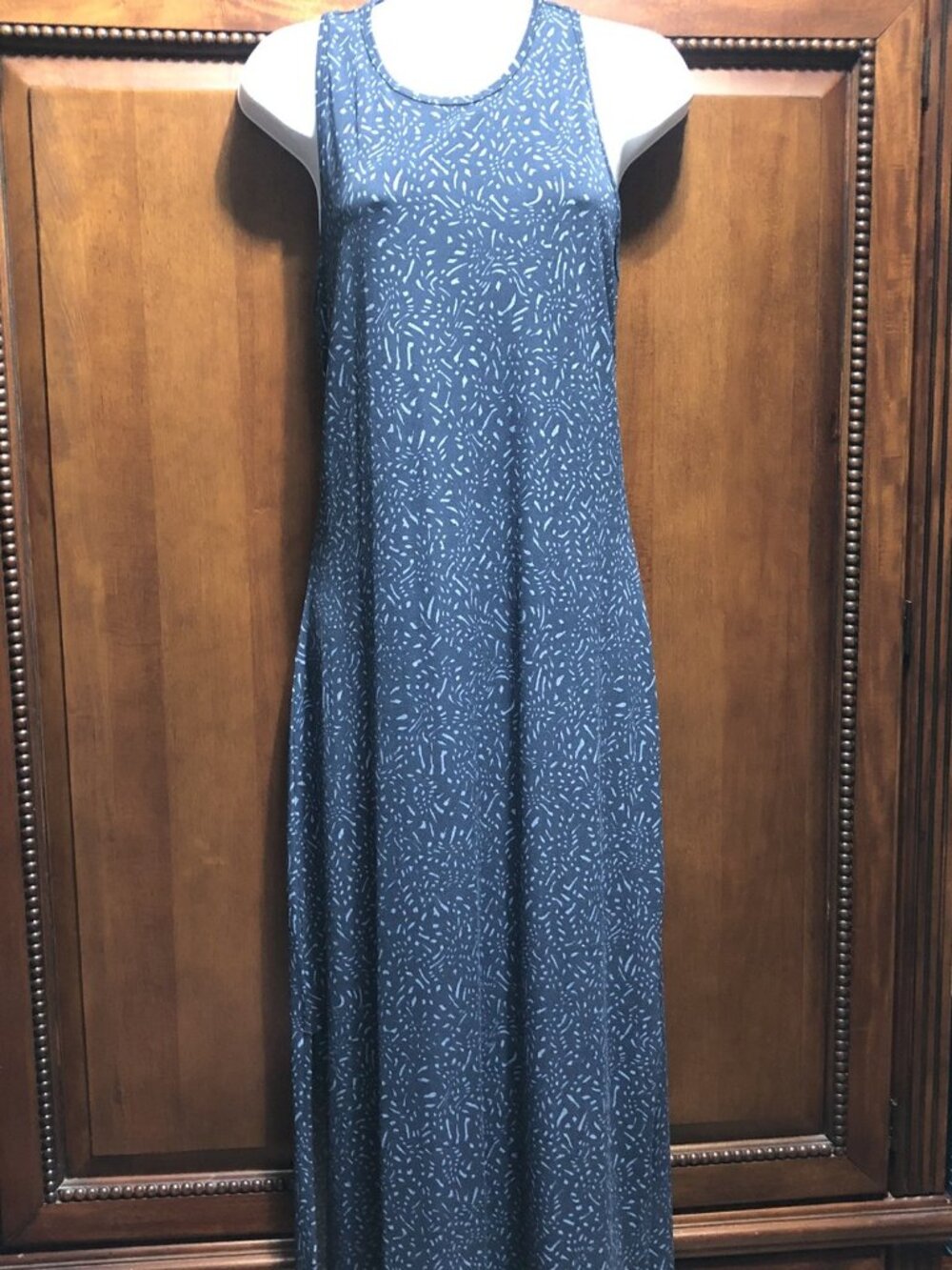 Banana Republic Blue Abstract Twist Back Knit Maxi Dress S